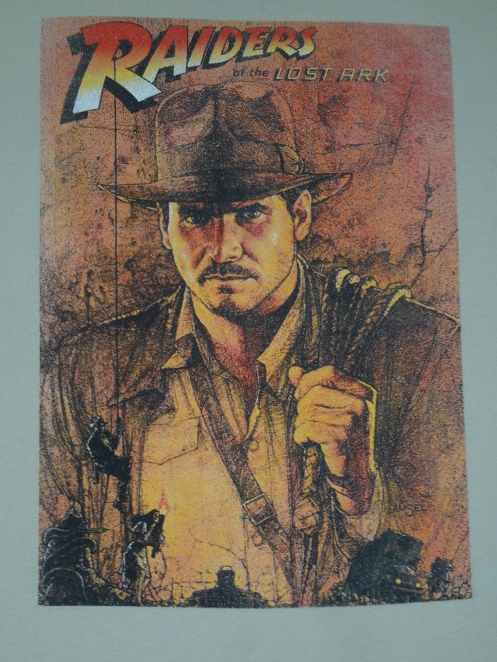 INDIANA JONES RAIDERS OF THE LOST ARK MOVIE PIC XXL 2XL BEIGE TAN T-SHIRT L942
